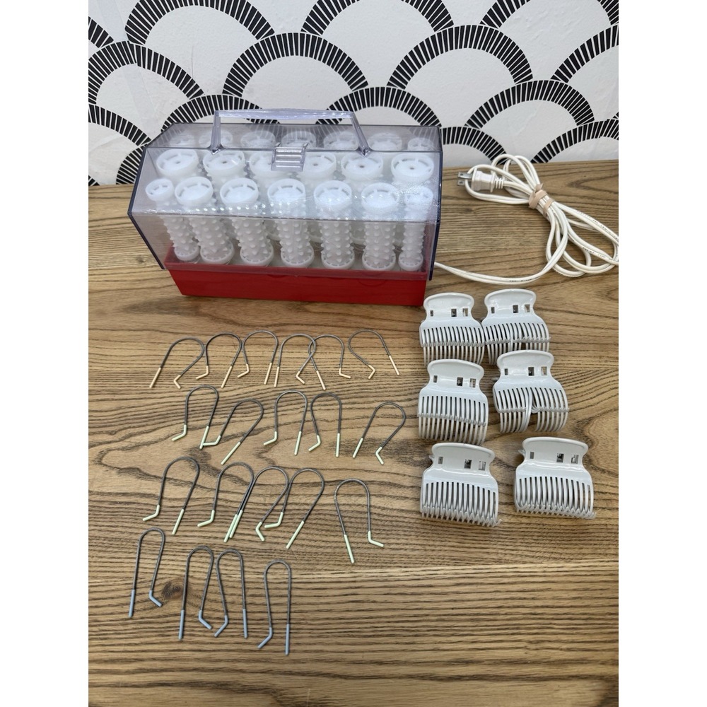 VTG Clairol Style Setter C-20-1 Hot Rollers 20 Wax Curlers Clips Tested Works